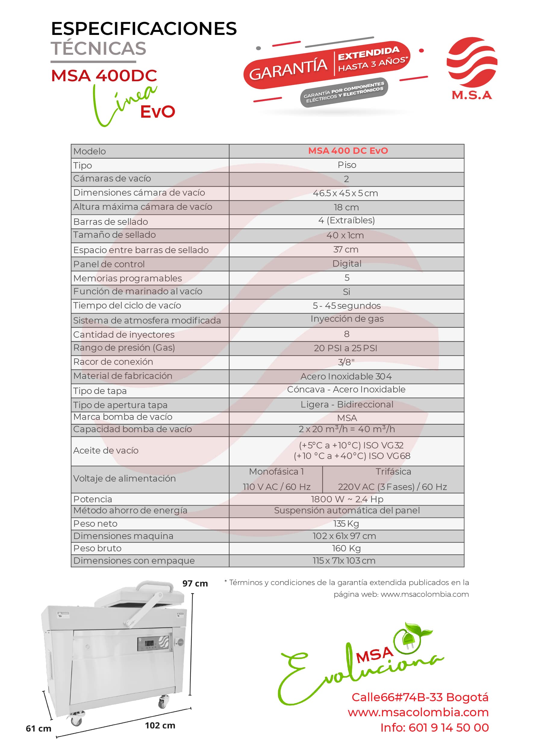 Empacadora al vacío MSA 400 DC Evo - Imagen 3