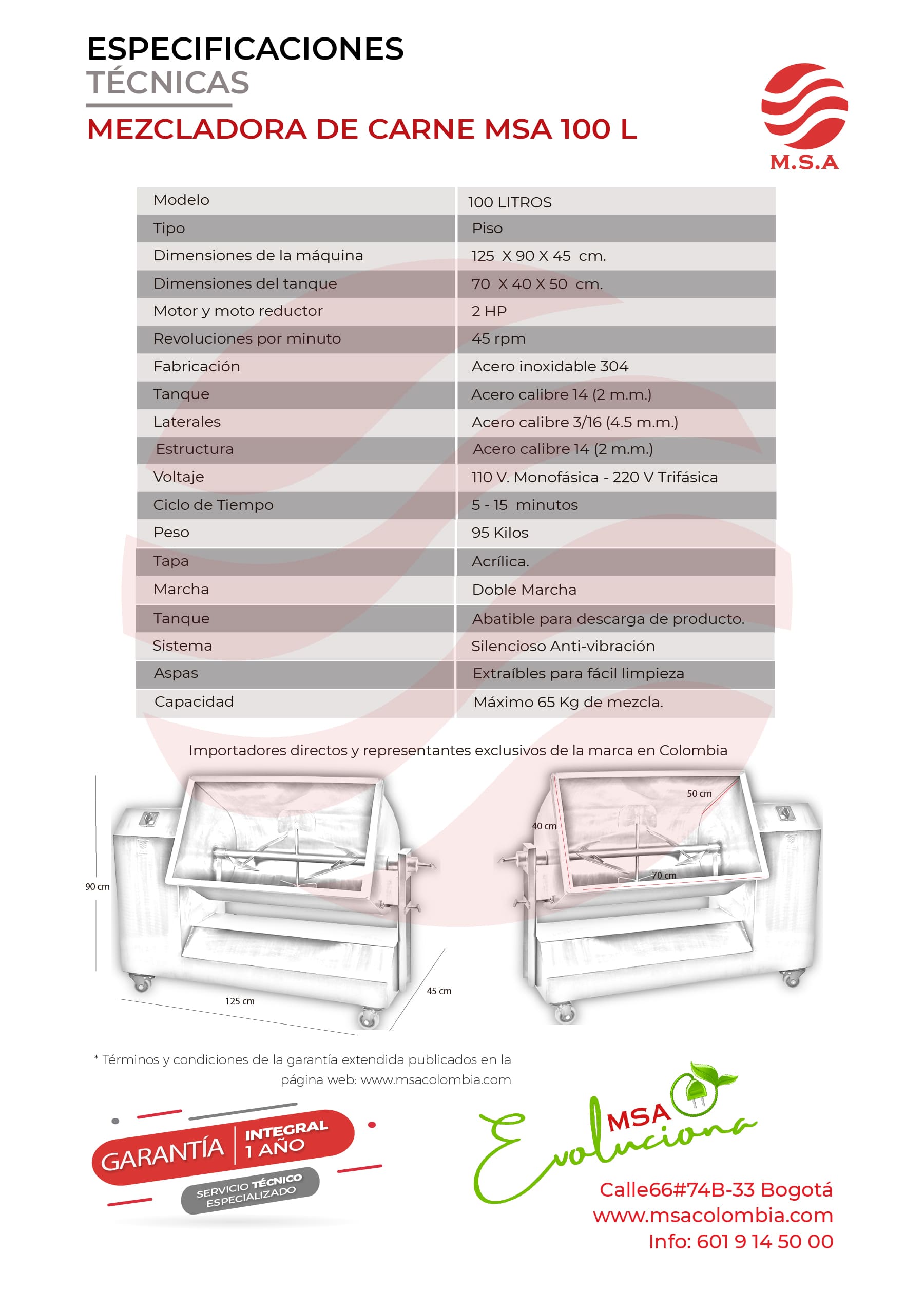Mezcladora de carne 100 Litros - Imagen 3