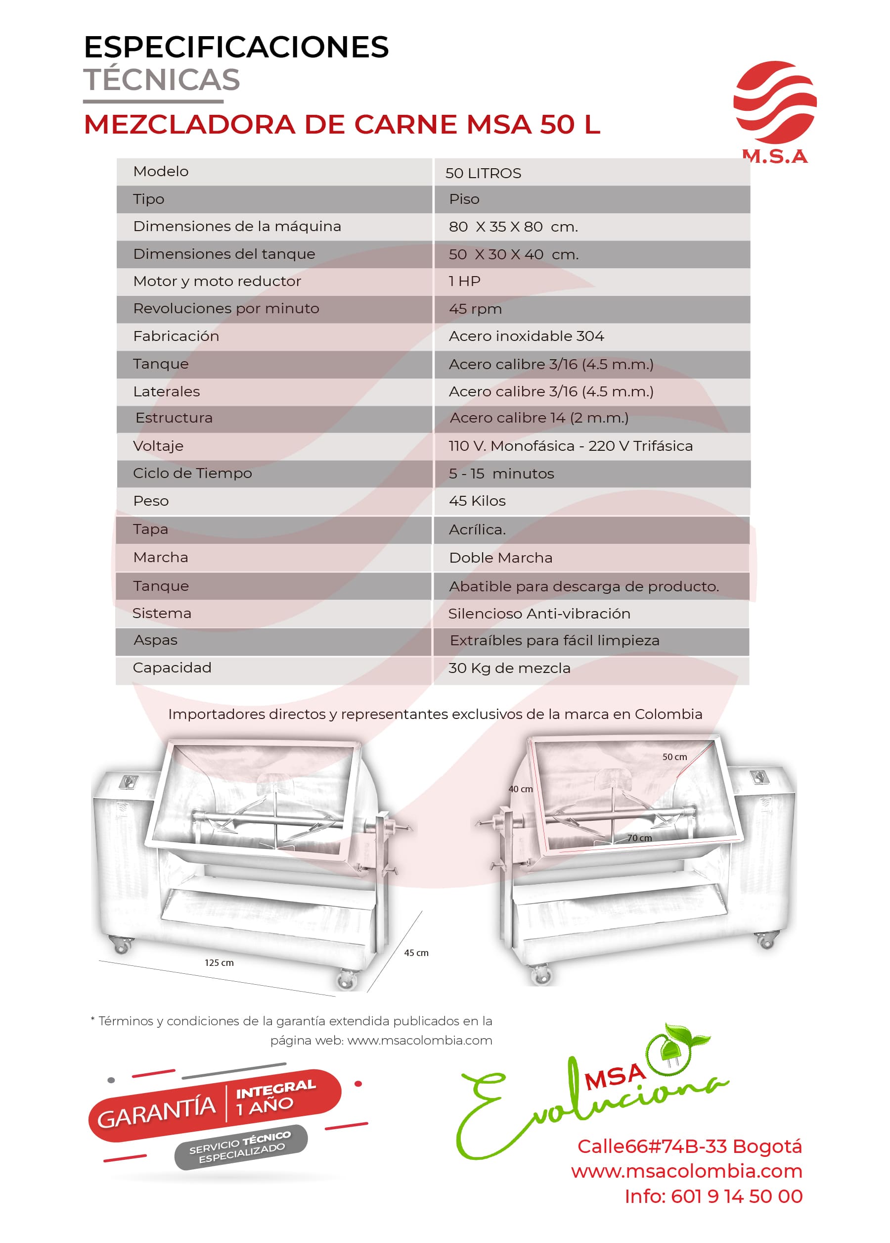 Mezcladora de carne 50 Litros - Imagen 2
